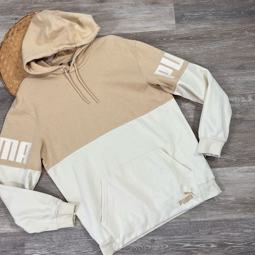 Puma‎ cream & camel colorblock hoodie